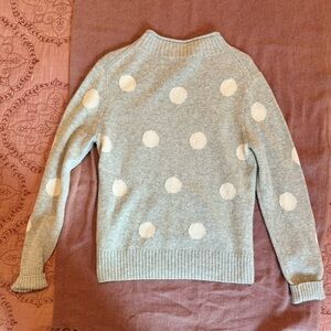 J.Crew Gray and White polka dot sweater
